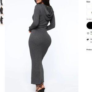 taking a break hooded maxi dress - charcoal